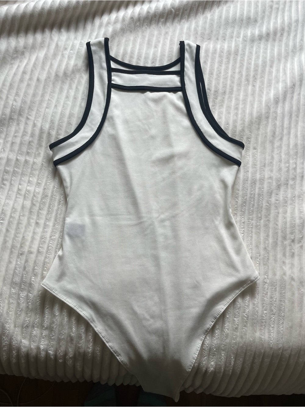 White & Black Trim Women One-Piece